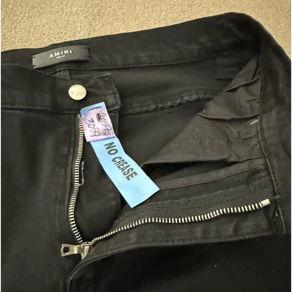 Amiri Jeans 34 Glitter Track Jeans Black With Red Stripe Men's Skinny Distressed - Picture 4 of 14